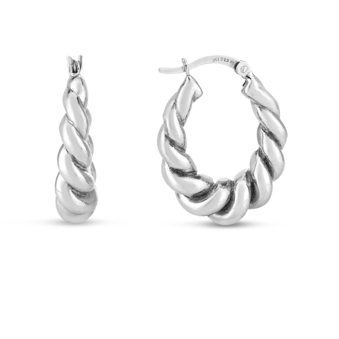 AGER14469 - Silver Bold Twist Hoops