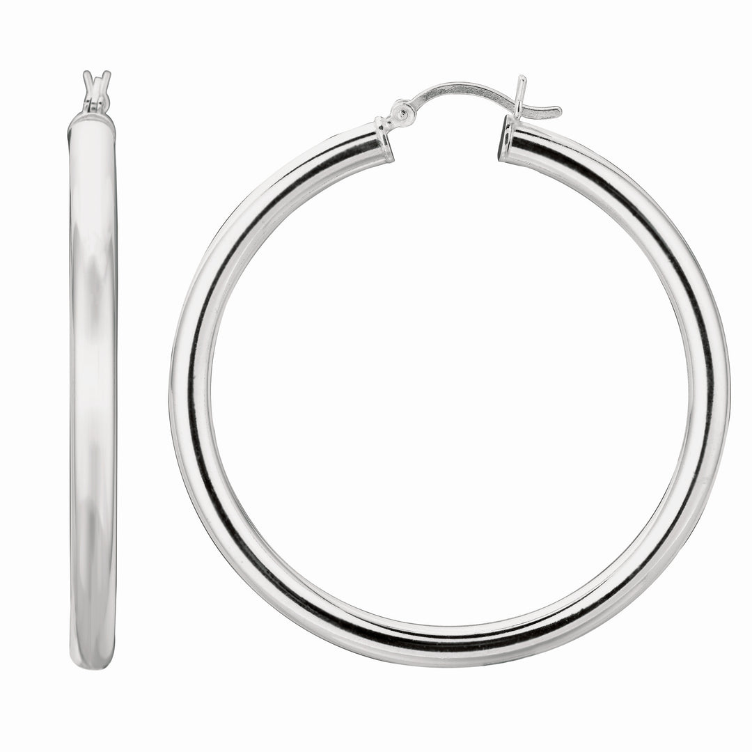 AGLT440 - Silver 4x40mm Hoop Earring