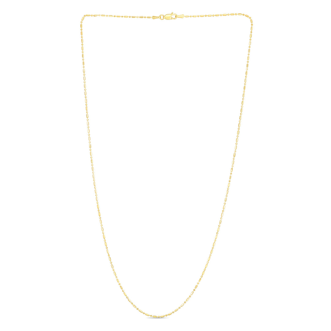 14K Gold 0.9mm Diamond Cut Bar and Bead Chain