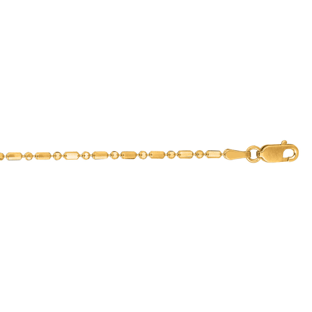 BEAD150 - 14K Gold 1.3mm Diamond Cut Bar and Bead Chain