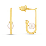 Load image into Gallery viewer, E15015 - 14K Gold J-Hoop Pearl Earring
