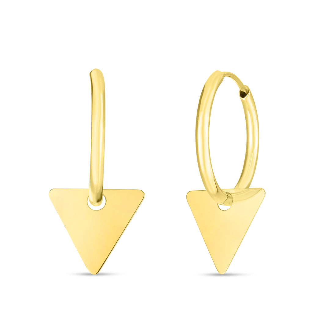 ER11654 - 14K Dangle Triangle Huggie Earring