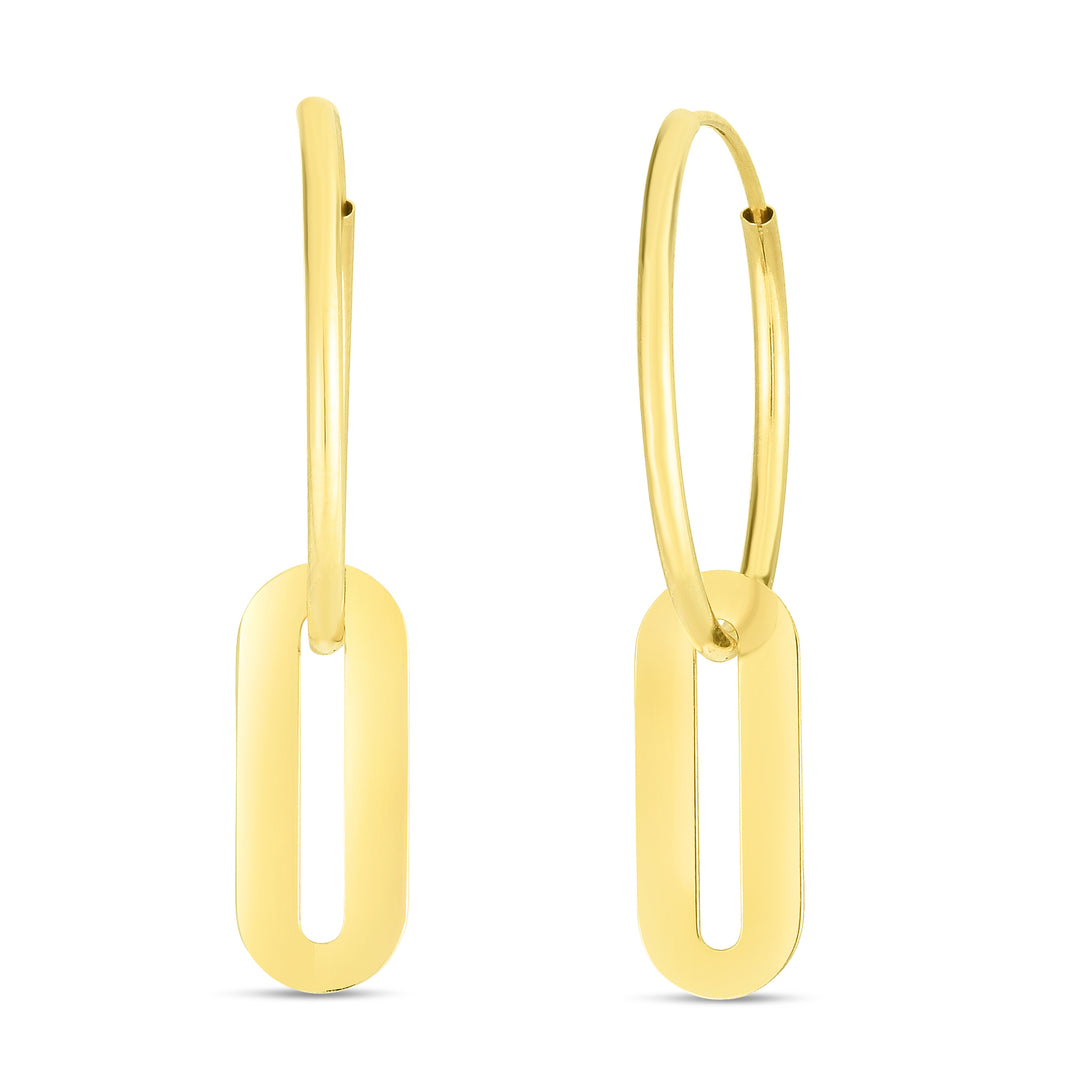 ER13256 - 14K Paperclip Hoop Drop Earring