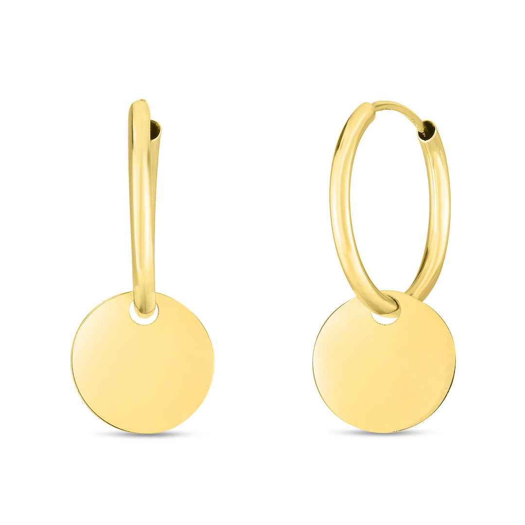 ER13284 - 14K Dangle Circle Huggie Earring