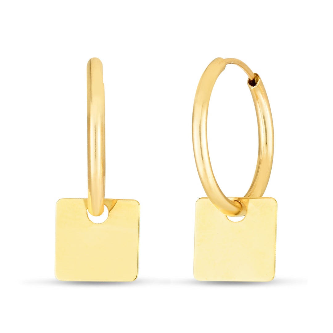 ER13285 - 14K Dangle Square Huggie Earring