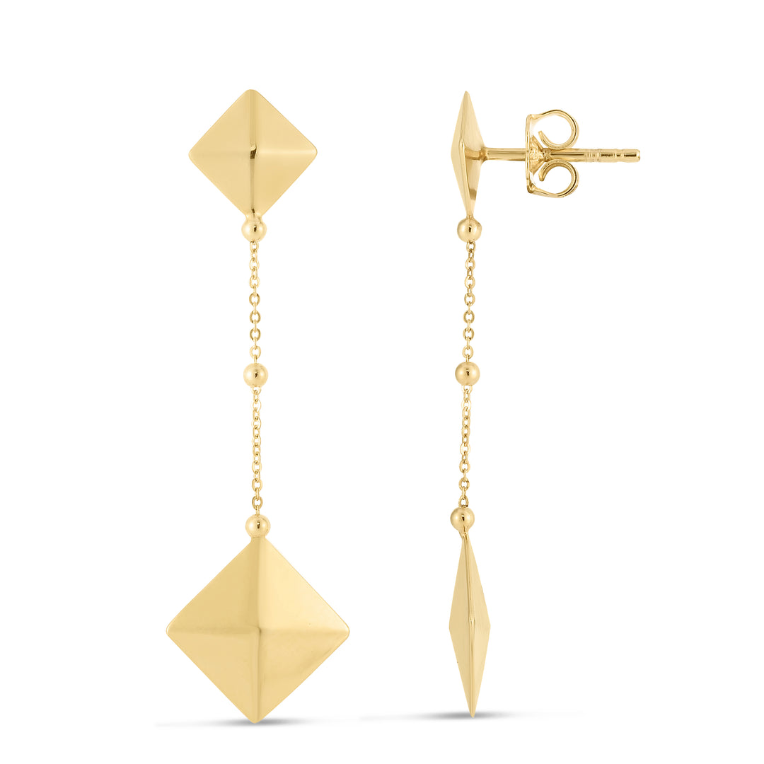 ER13352 - 14K Pyramid Drop Earrings