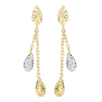 Load image into Gallery viewer, ER3778 - 14K Gold Diamond Cut Double Tear Drop Earring
