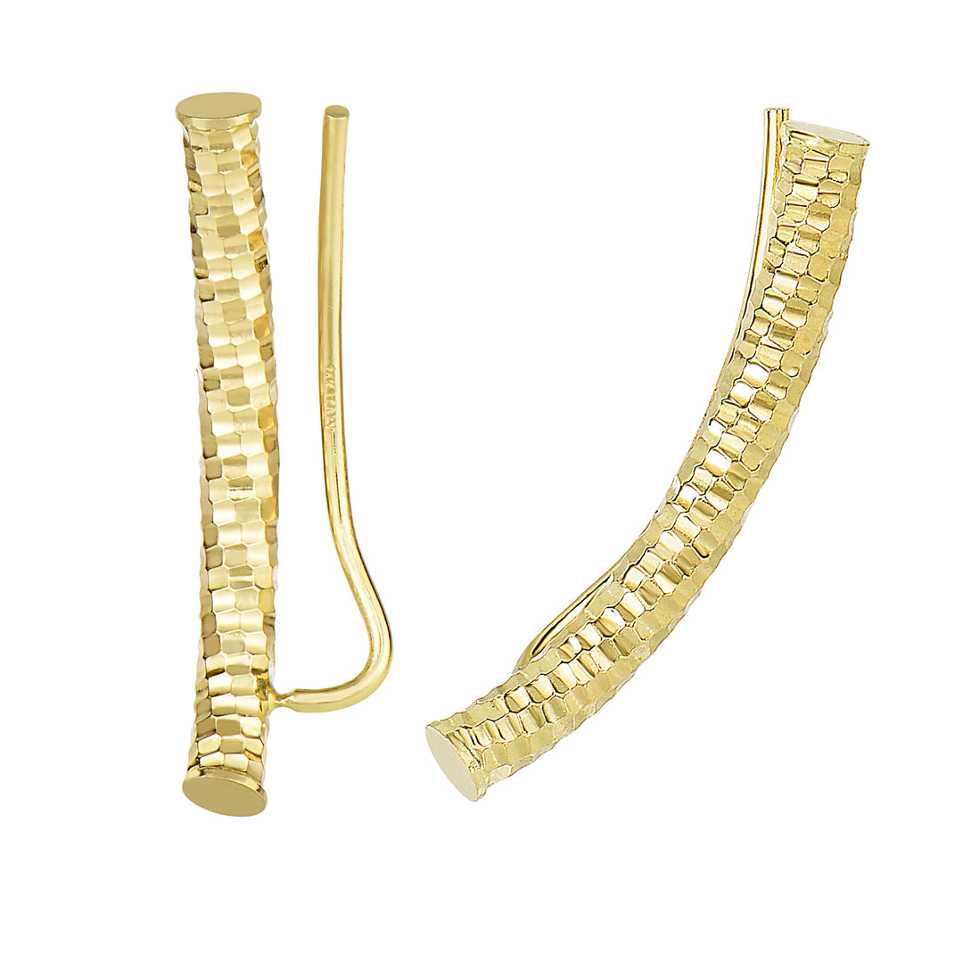 ER4035 - 14K Gold Diamond Cut Tube Ear Climber