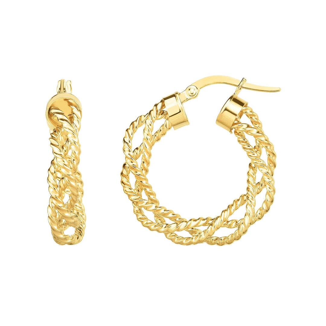 ER5715 - 14K Gold Braided Twist Hoop Earring