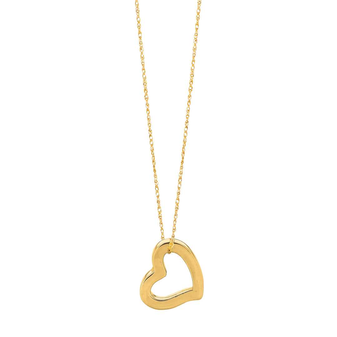 N290 - 14K Gold Polished Open Heart Necklace