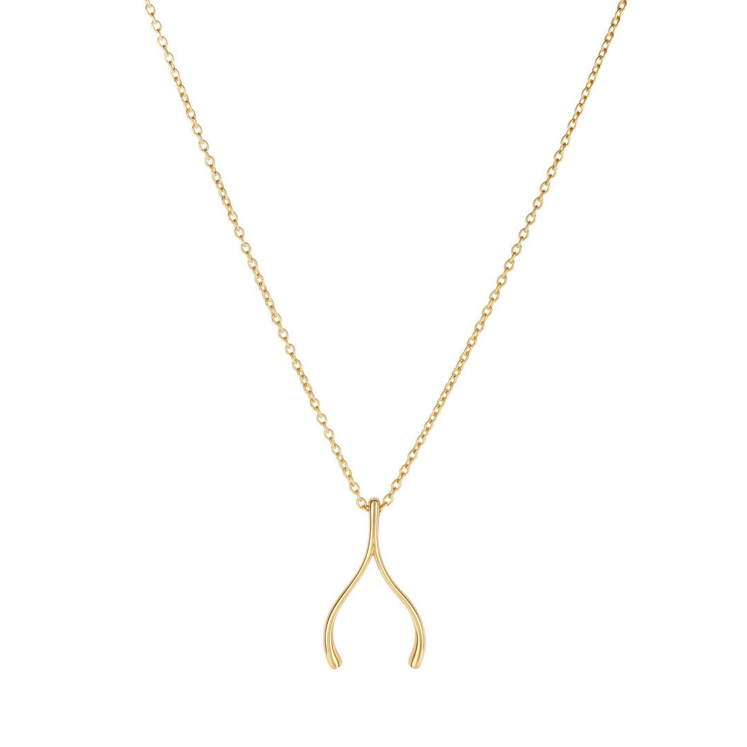 N3925 - 14K Gold Polished Wishbone Necklace