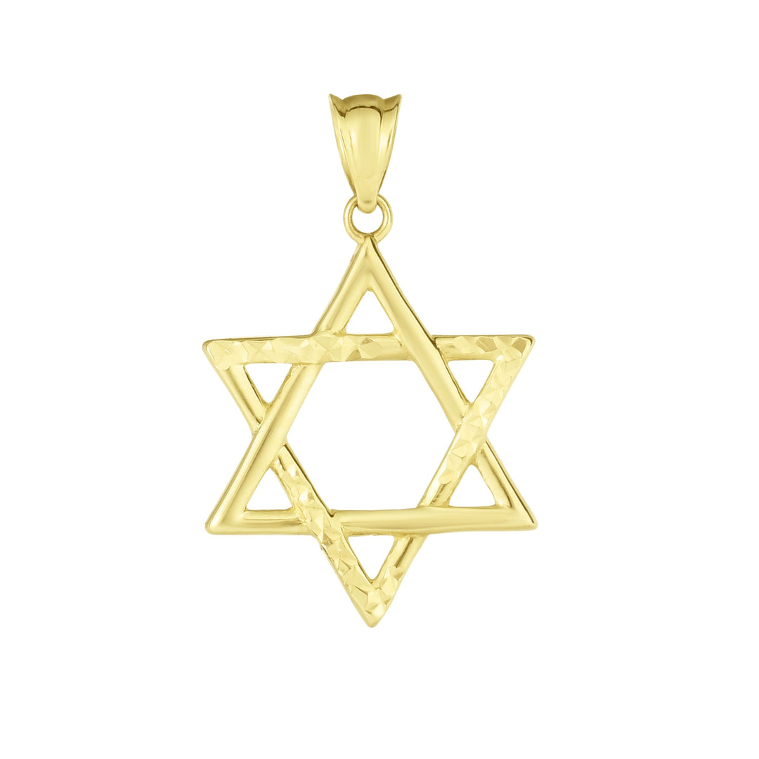 PD9629 - 14K Gold Polished & Diamond Cut Star of David