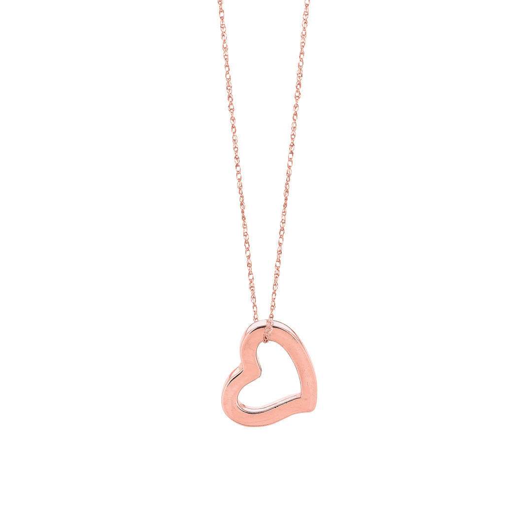 PKN290 - 14K Gold Polished Open Heart Necklace