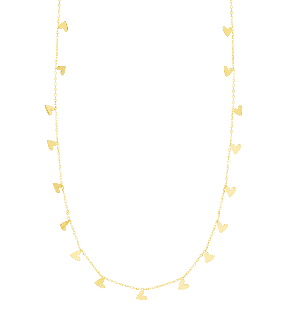 RC12666 -  14K Gold Dangling Hearts Necklace