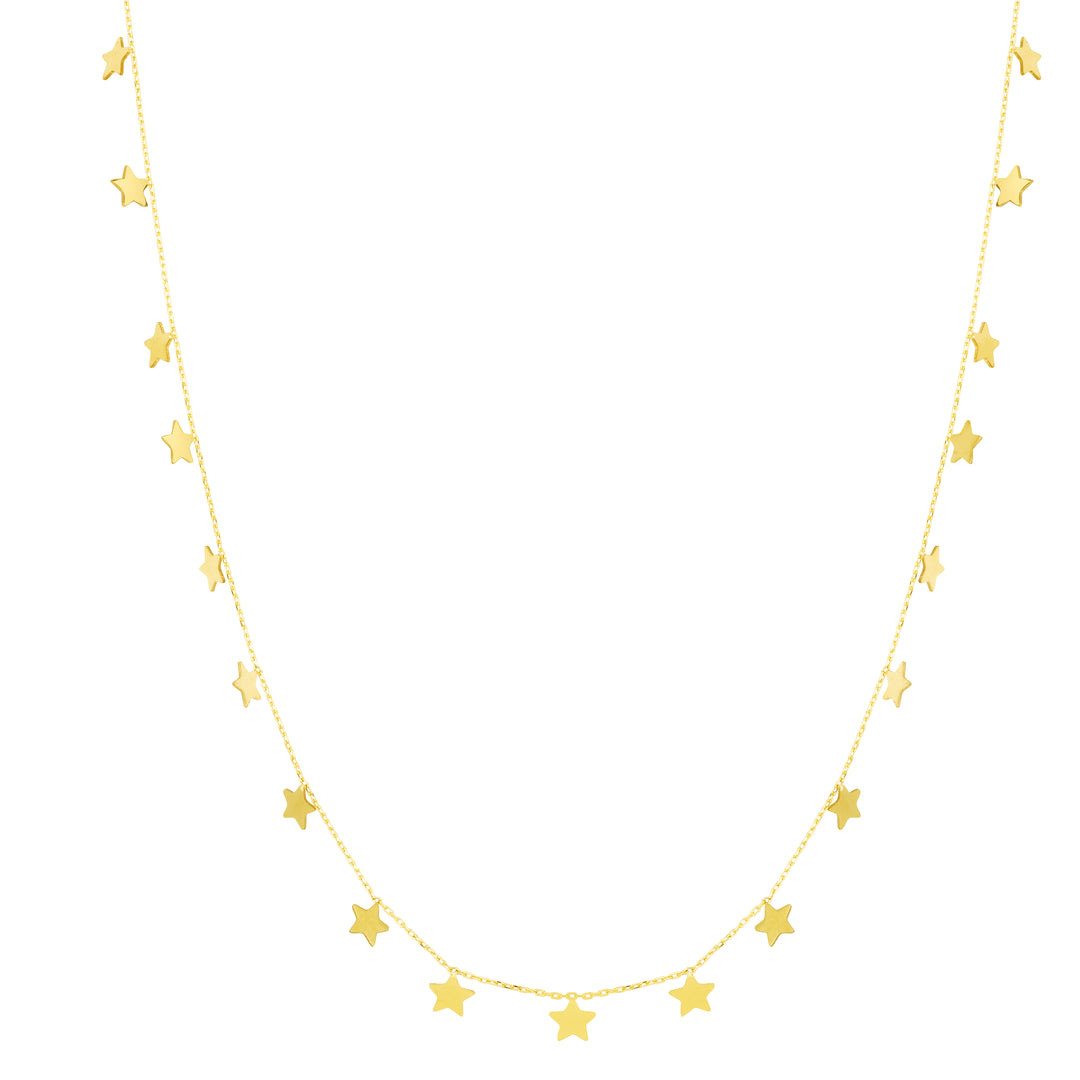 RC12669 -  14K Gold Dangling Stars Necklace