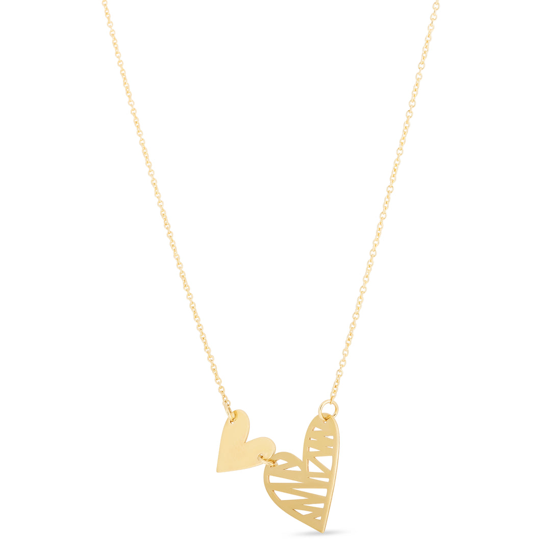 RC14431 - 14K Gold Double Scribbles Heart Necklace