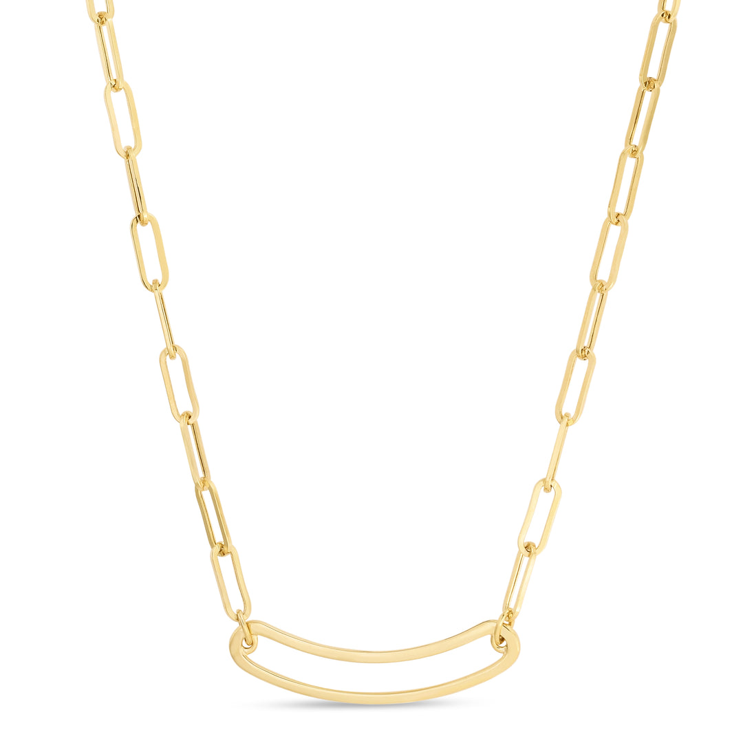 RC14617 - 14K Paperclip Curved Open Bar Necklace