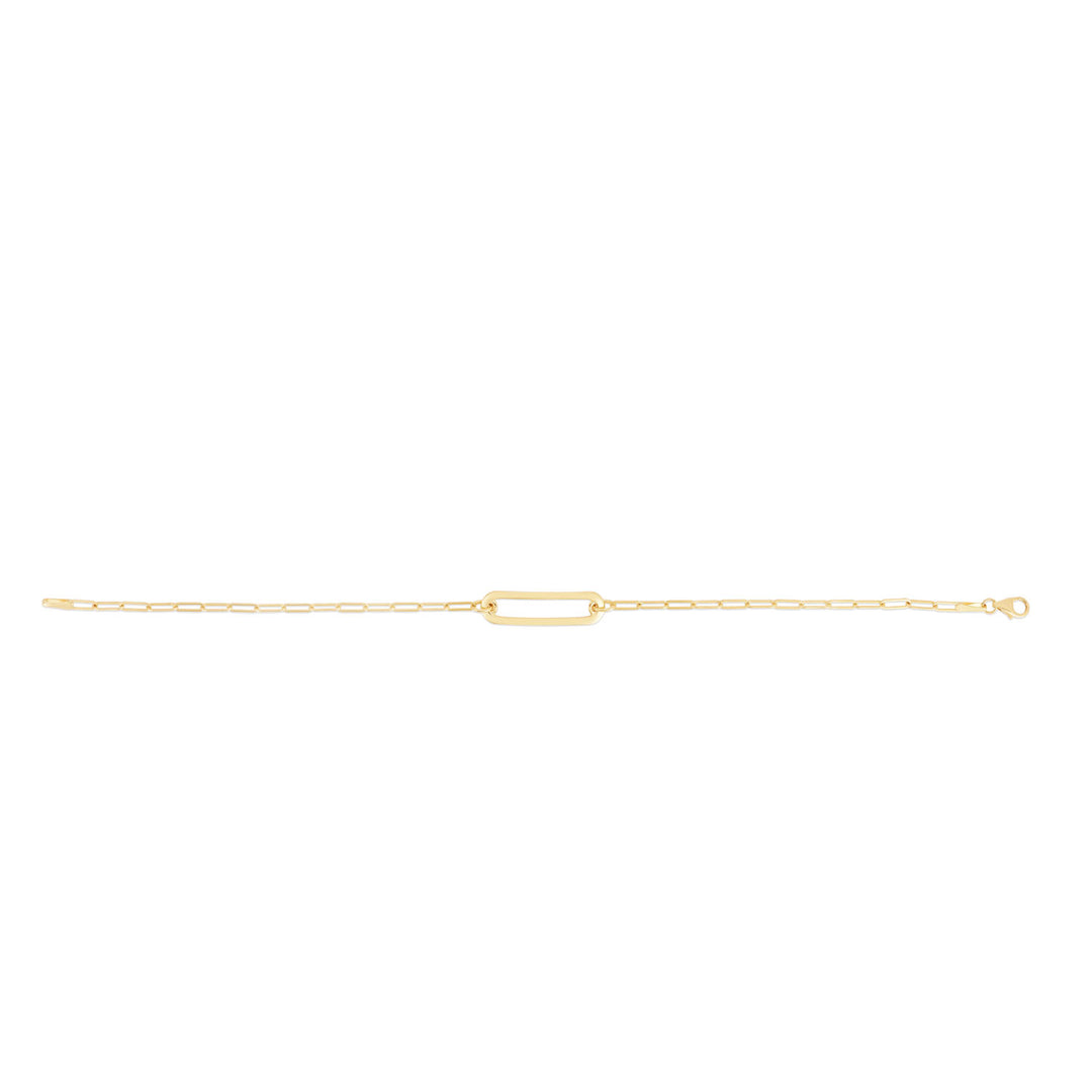 14K Paperclip Straight Open Bar Bracelet