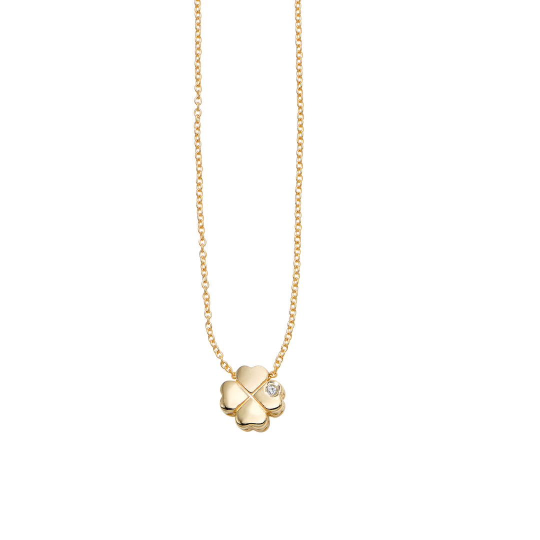 RC7055 - 14K Gold .005ct Diamond Clover Necklace