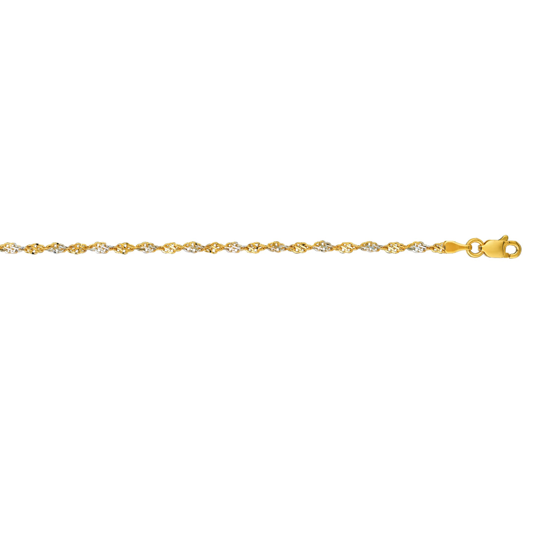 TTSNG30 - 14K Gold 2.5mm Singapore Chain